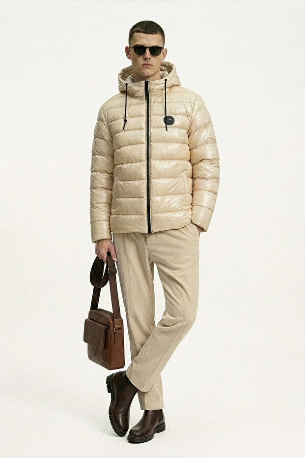 Men's Winter Puffer Coat Warm Padded Lined Water Repellent Windproof Hooded Sports Coat