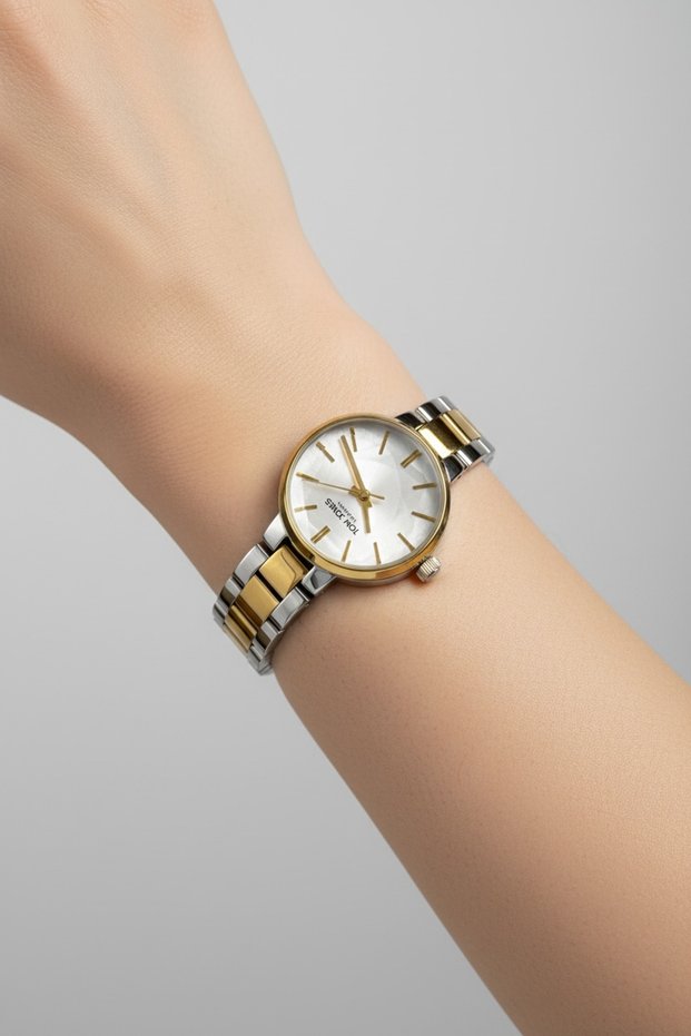 Women's Wristwatch with Steel Strap, Gold Winding, Cut Glass, Waterproof, 2 Years Warranty