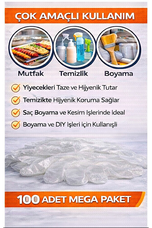 Şeffaf Eldiven Poşet Eldiven 1 Paket 100 Adet - 2