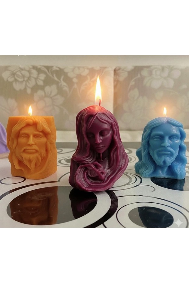 3’ lü heykel mum set. Rönesans esintisi. - 5