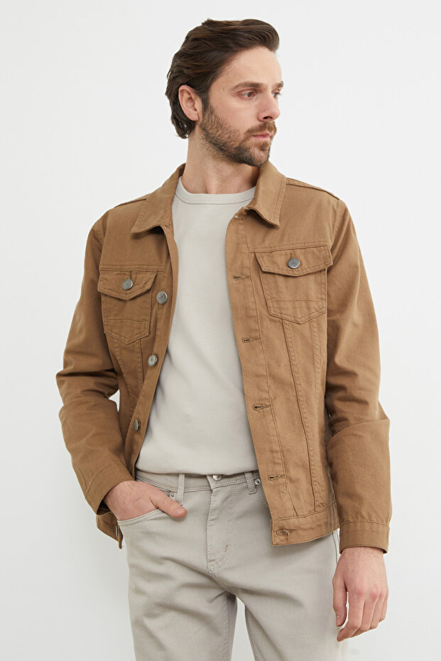 Buttoned Pocket Denim Jacket - 4