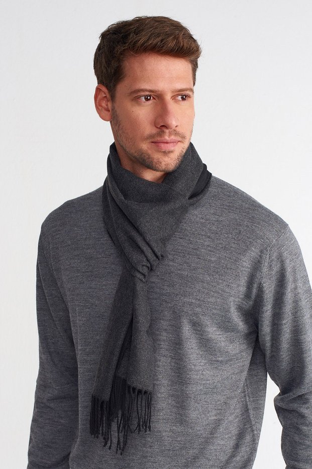 Men's Dark Gray Winter Viscose Scarf Classic Scarf