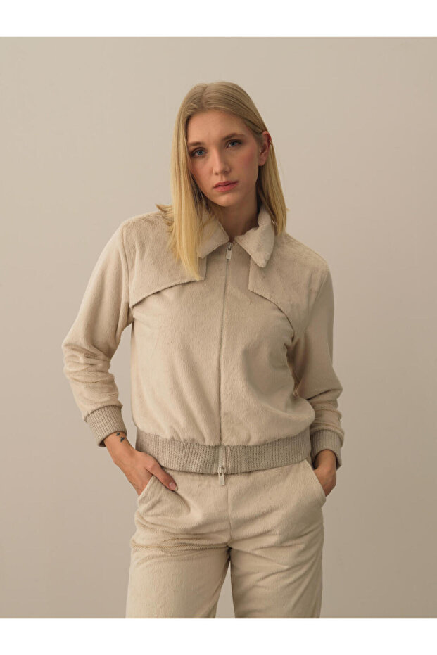 Kadın Bej Regular Fit Sweatmont - 1