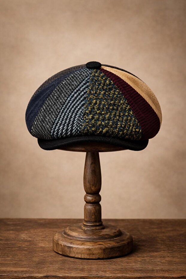 قبعة رجالية منقوشة بنمط مرقع – قبعة مسطحة بريطانية عتيقة الطراز - 2
