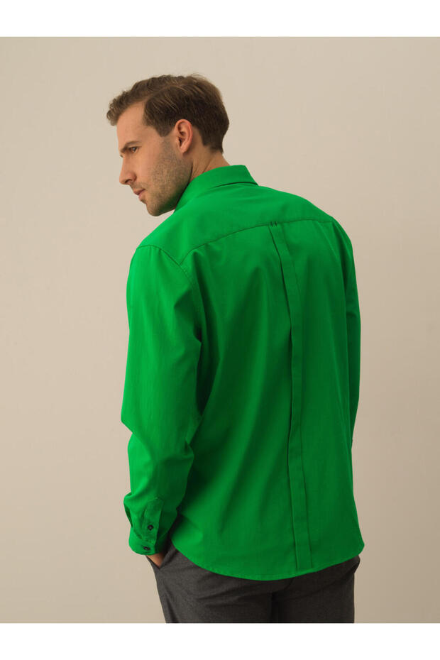 Erkek Yeşil Regular Fit Basic Gömlek - 2