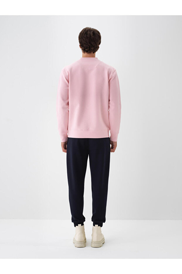 Erkek Pembe Pamuklu Basıc Sweatshirt - 3