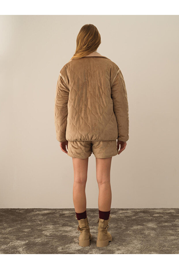 Kadın Camel Oversize Çift Taraflı Mont - 5