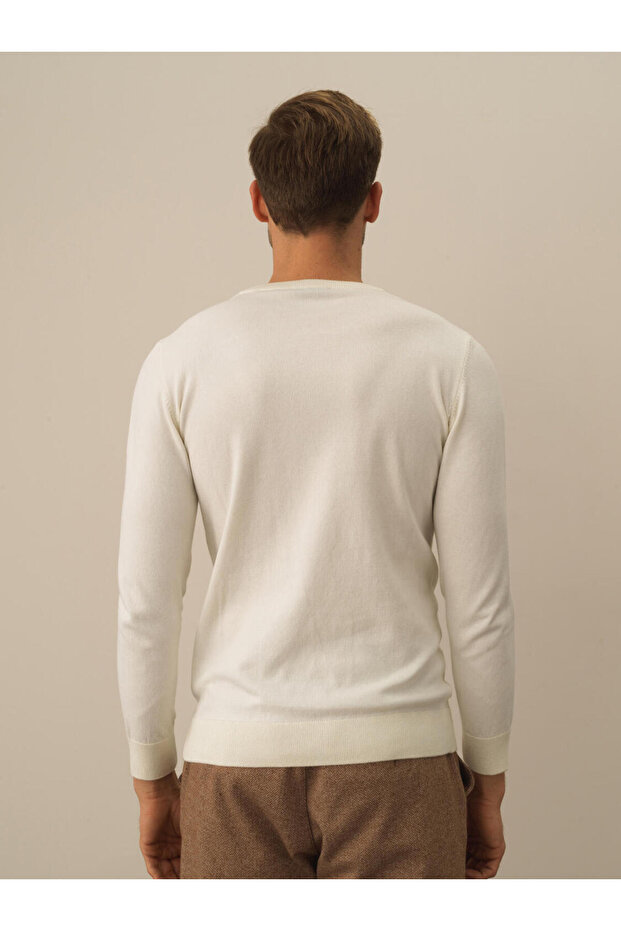 Erkek Ekru Regular Fit Basic Kazak - 2