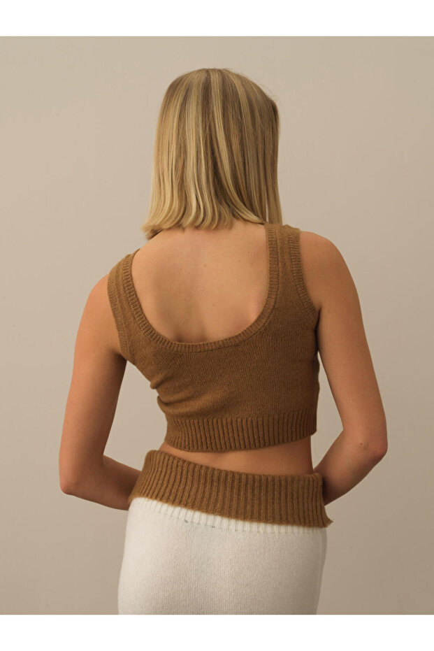 Kadın Camel Regular Fit Triko Atlet - 2