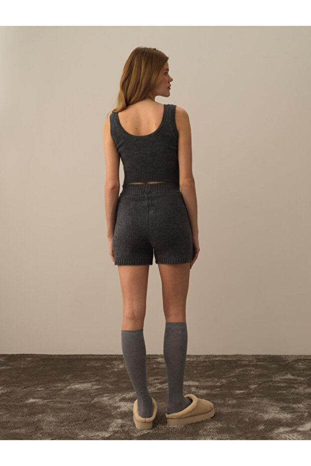 Kadın Gri Regular Fit Triko Atlet - 3