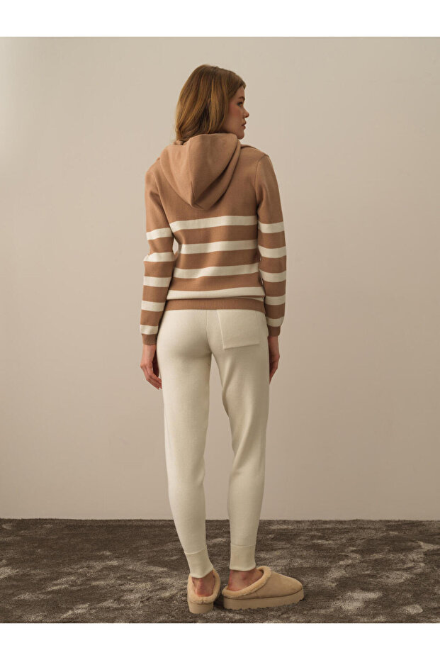 Kadın Camel Oversize Kapüşonlu Kazak - 2