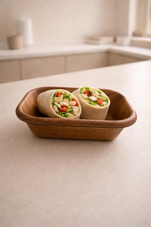 سلة مستطيلة متعددة الأغراض بمظهر خشبي - 4