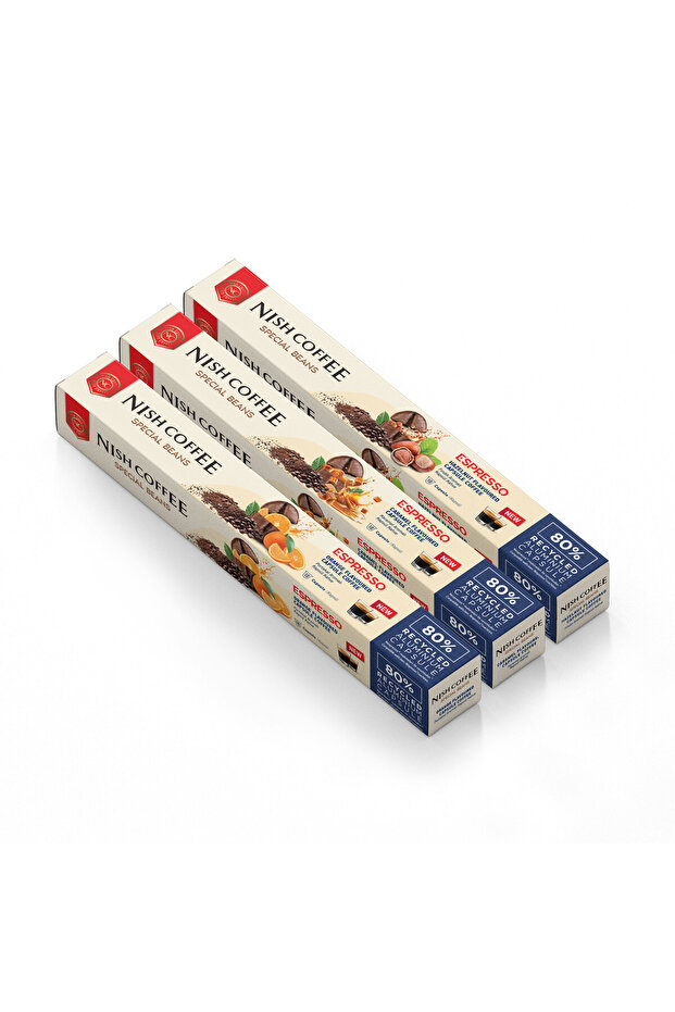Flavored Capsule Coffee Set of 3 (Caramel-Nut-Orange) - 30 Pieces