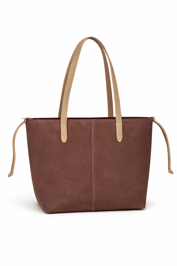 Women's Brown Nubuck Suede Tote Hand and Shoulder Bag