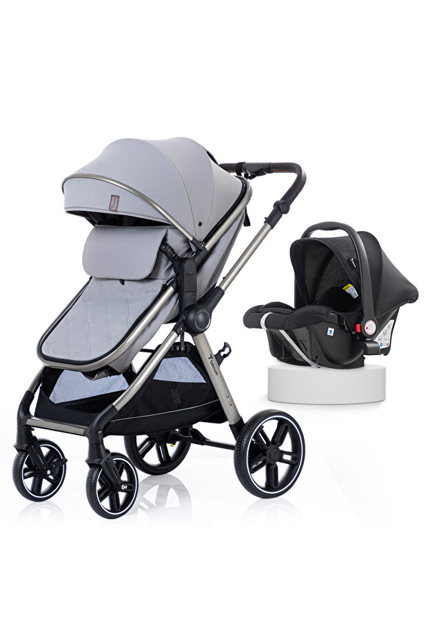 Travel System with 3in1 Prime Stroller, Adaptor and Infant Car Seat -Gray