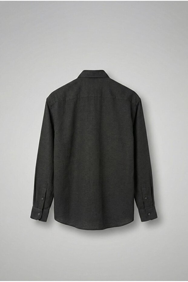 Erkek Oversize Basic Rahat Gömlek Siyah - 2