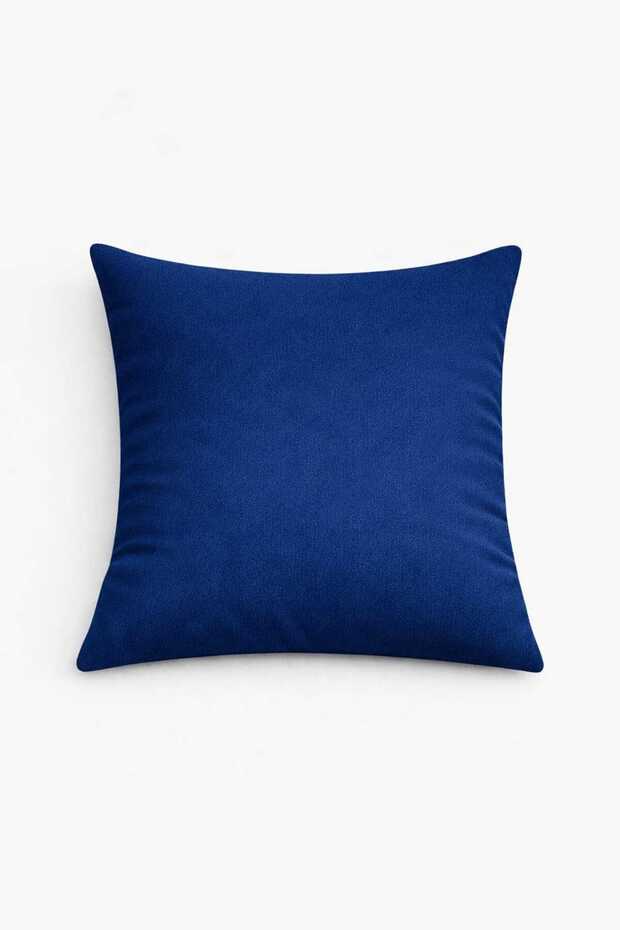 Velvet Textured Parliament Blue Throw Pillow Cover (1 Piece)