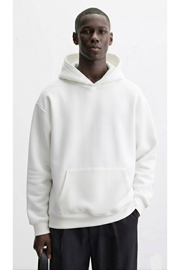 Kapüşonlu Basic Oversize Erkek Sweatshirt - 1
