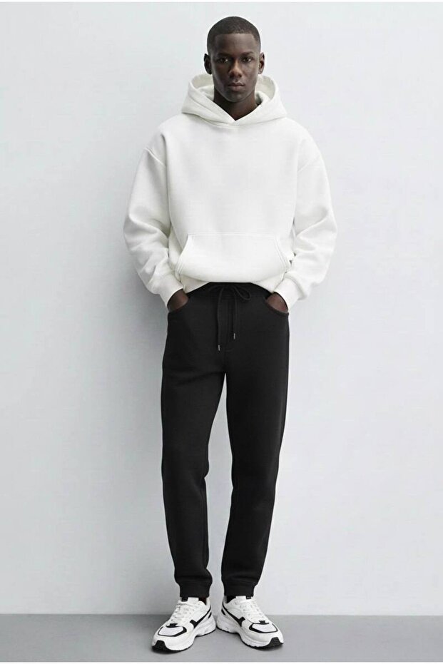 Kapüşonlu Basic Oversize Erkek Sweatshirt - 3