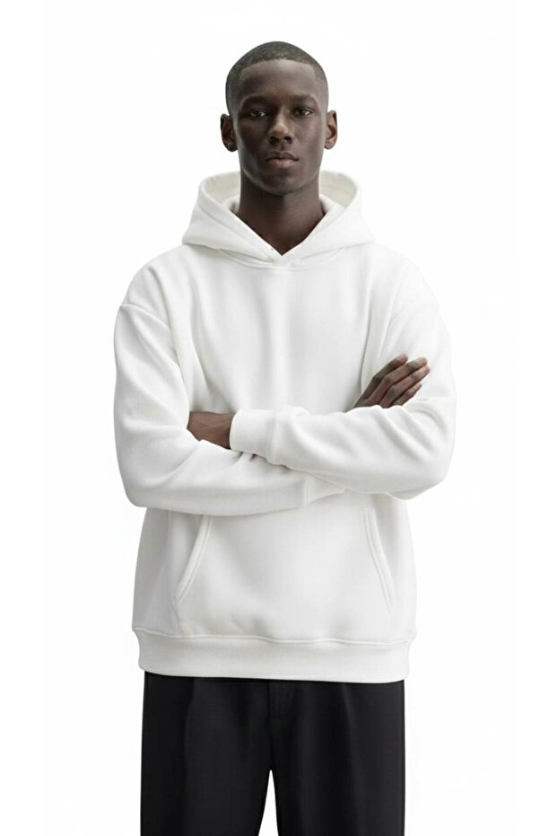 Kapüşonlu Basic Oversize Erkek Sweatshirt - 6