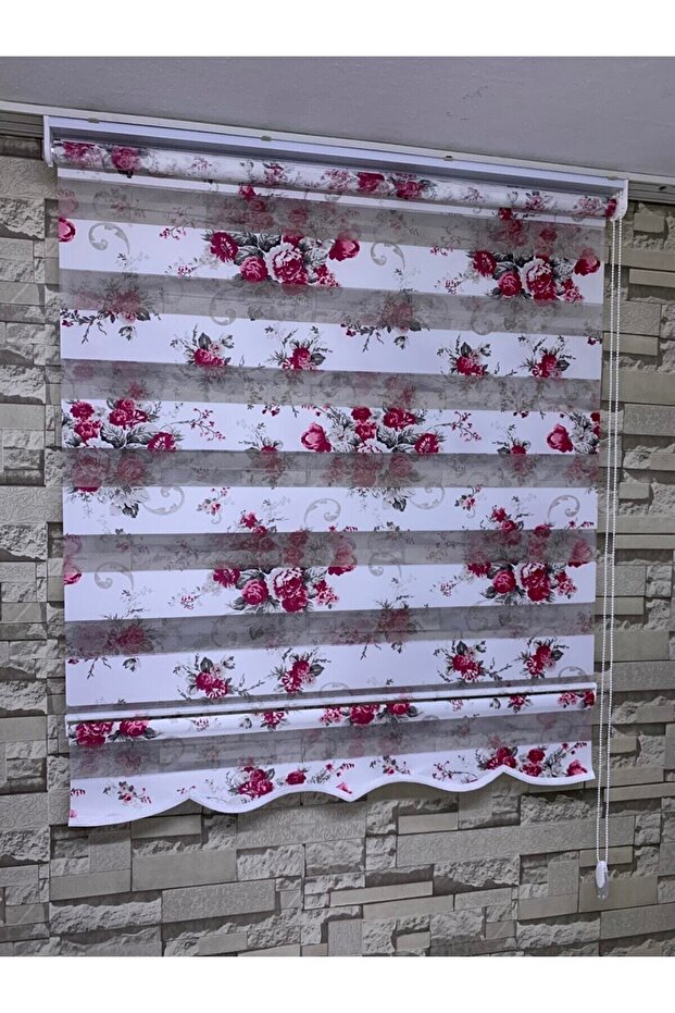 Çiçek Baskılı Zebra Perde Alüminyum Kasa(etekli) enxboy - 1