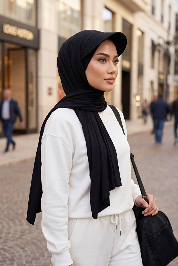 Combed Cotton Shawl with Visor,ss-1
