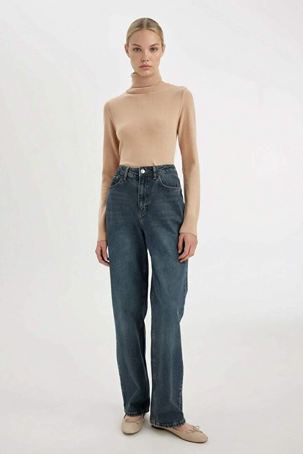 Regular Fit Soft Textured Turtleneck Basic Plain Strickpullover H1651az24wn - 2