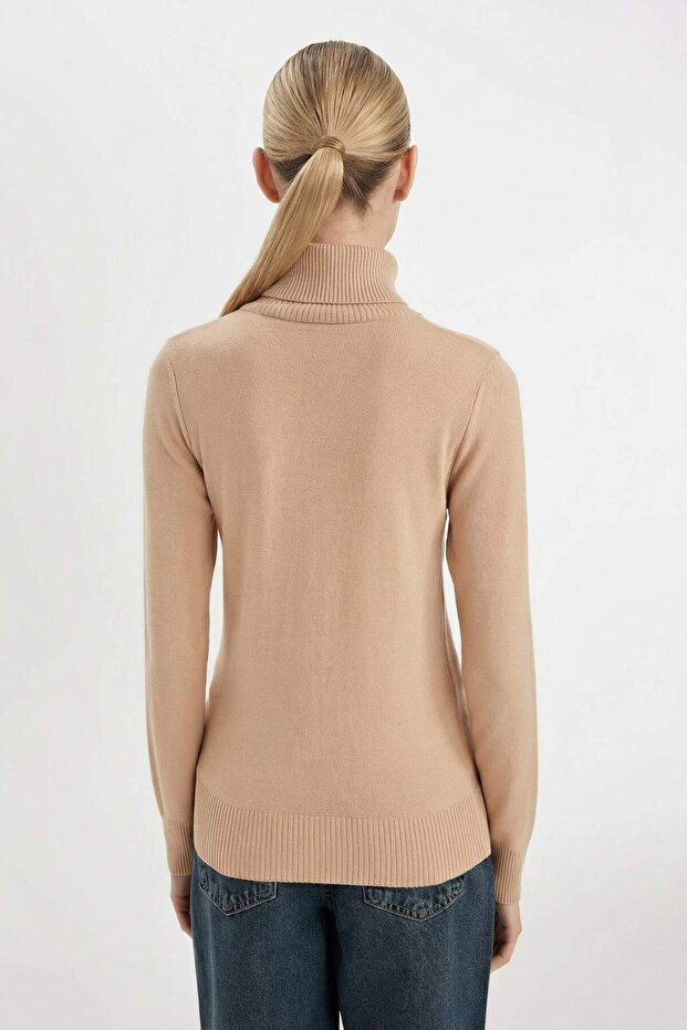 Regular Fit Soft Textured Turtleneck Basic Plain Strickpullover H1651az24wn - 5