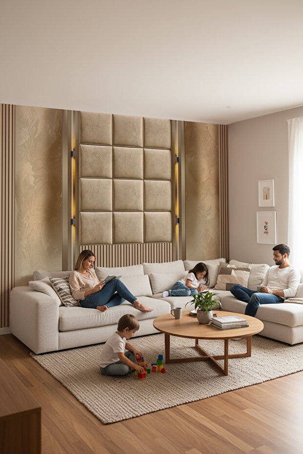 Panel Desenli Tek Parça Tekstil Duvar Kağıdı - 2