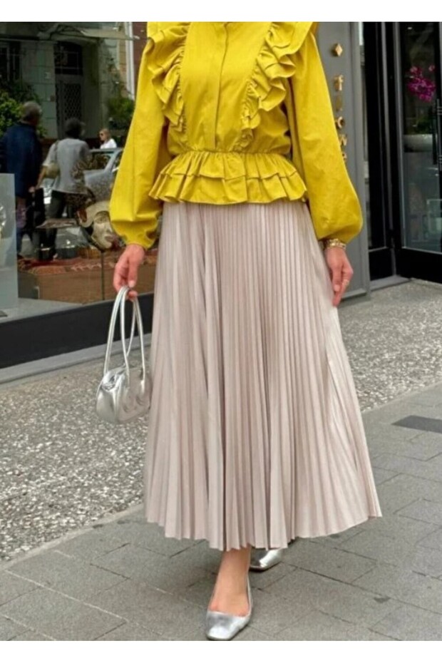 Fusta plisata |   Bej deschis - 5