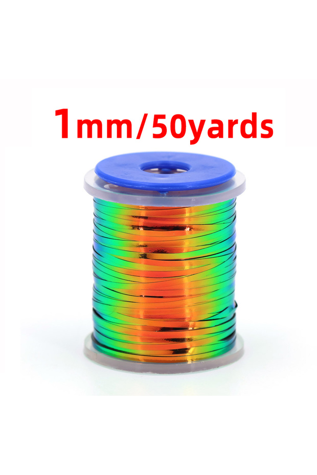 1 PC 1mm 0.5mm 1mm 2mm Peacock Green/Orange Metallic Mylar Two Tones Flat Tinsel Fly Tying Material
