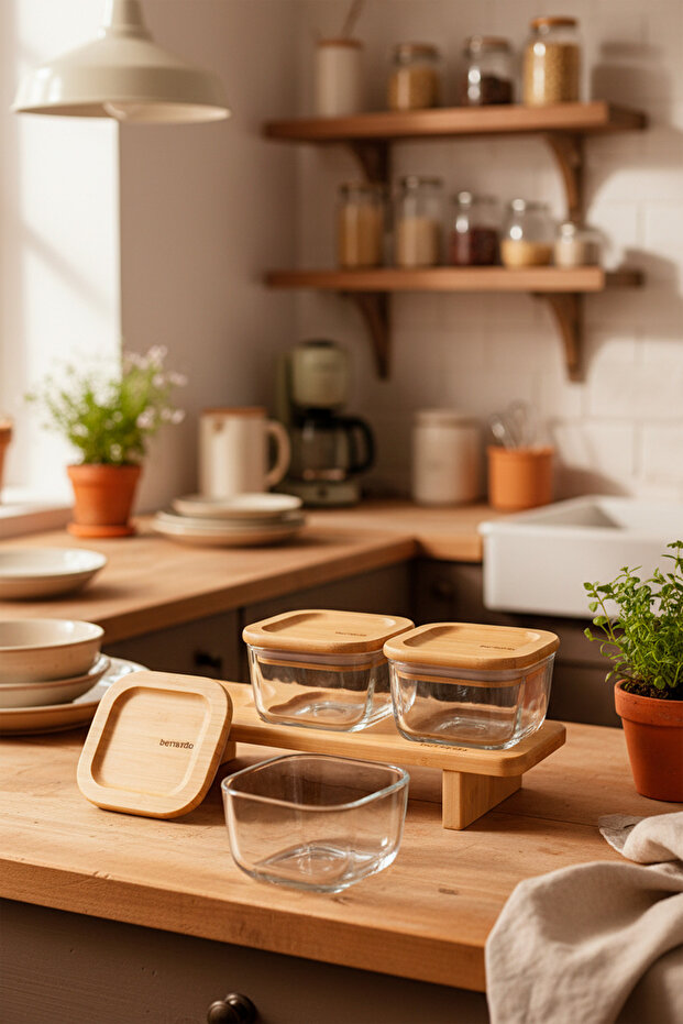 Lunaya 3'lü Bambu Standlı Kahvaltılık Orta - 5