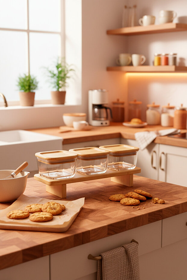 Lunaya 3'lü Bambu Standlı Kahvaltılık Orta - 2