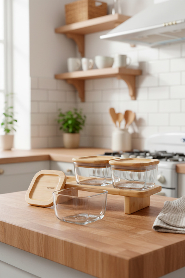 Lunaya 3'lü Bambu Standlı Kahvaltılık Orta - 6