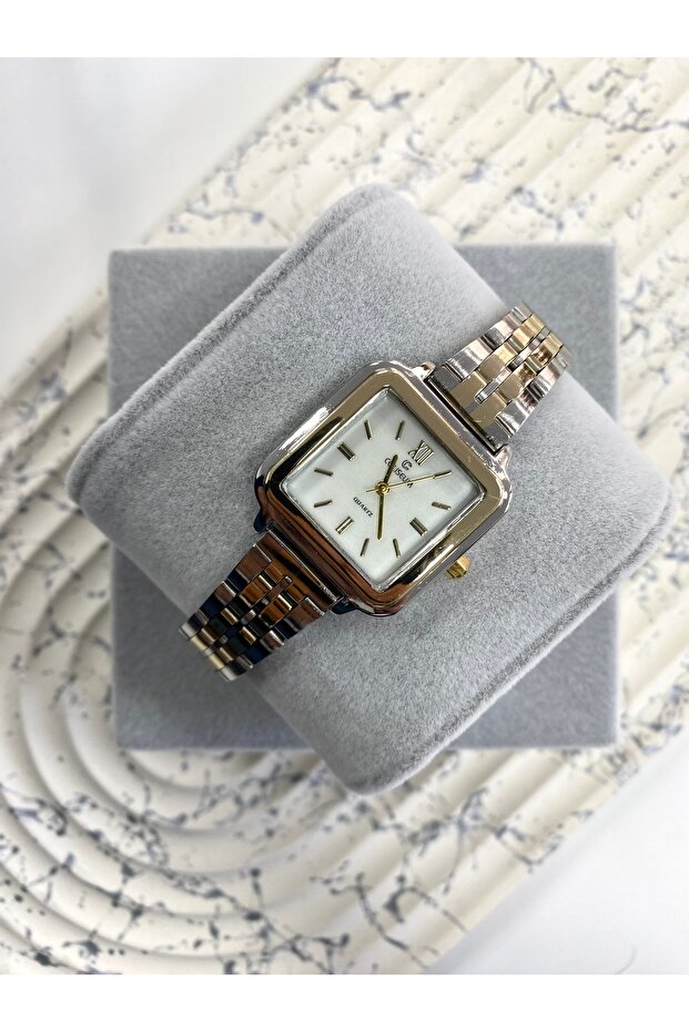 Square Gold-Silver Women's Wristwatch