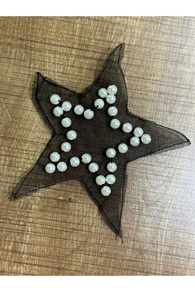 9X9 cm Tulle Pearl Beaded Star Embroidery Sewing Applique