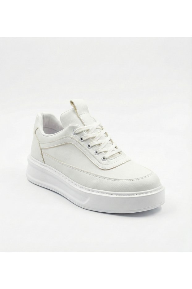 White Skin Leather Breathable Men's Sneaker - Non-Sweating Casual Sports Shoes Kb 006