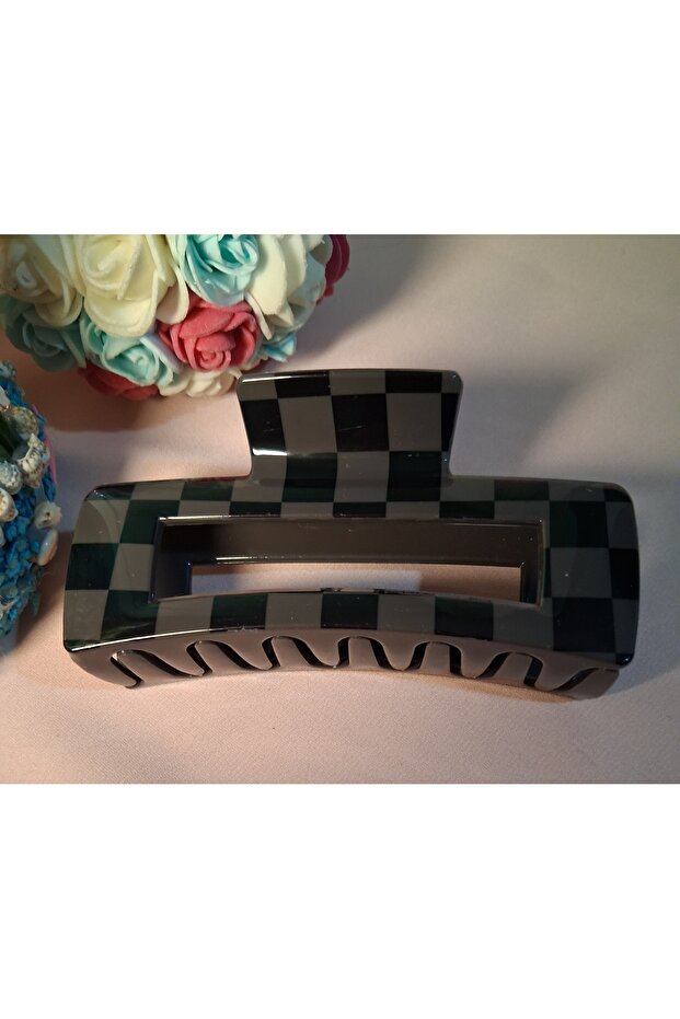 مشبك شعر كبير بنمط مربعات - 6