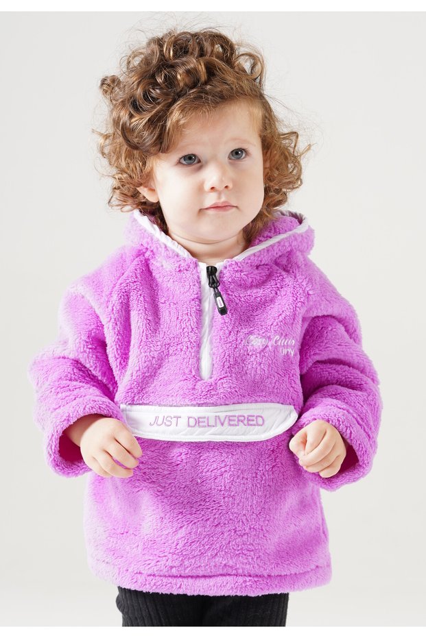 Baby Girl Half Zip Warm Breathable Hooded Wellsoft Soft Fleece Sweatshirt