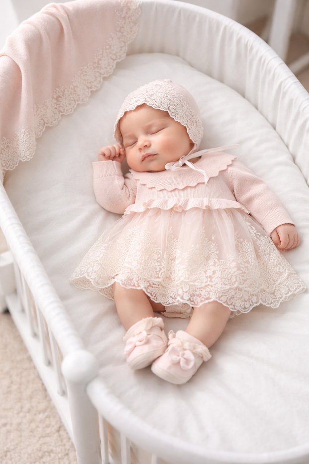 Diana Princess Knit Organic 6-Piece Hospital Discharge Set 100% Cotton Newborn Baby Girl