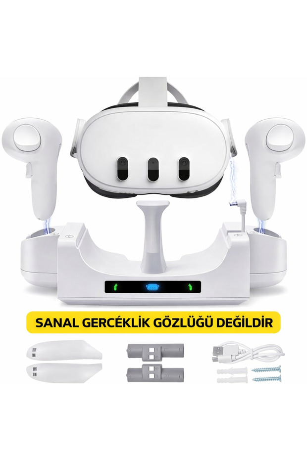 cosmostech Meta Quest 3/3S Uyumlu Şarj İstasyonu – VR Gözlük & Kumanda Şarj Standı, Duvar Montajlı Dock