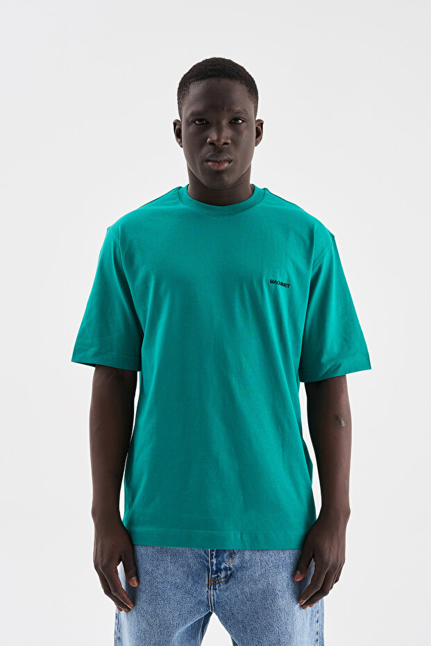 Erkek Basic Relaxed İnce Pamuklu Bnt. Yeşil Tişört - 2