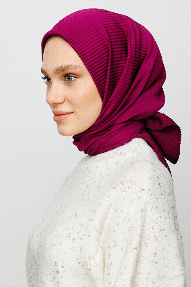 Eșarfă plisată cu prune - 8