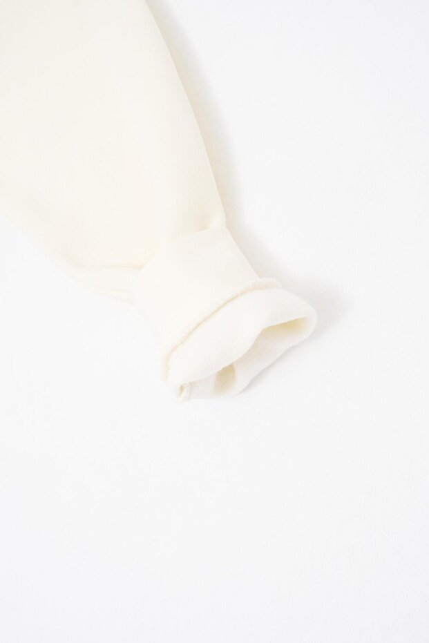 Erkek Oversize Basic Kapüşonlu Sweatshirt Ekru - 8