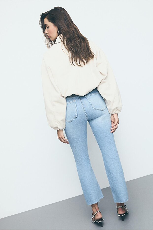 D78 Crop İspanyol paça jean - 4