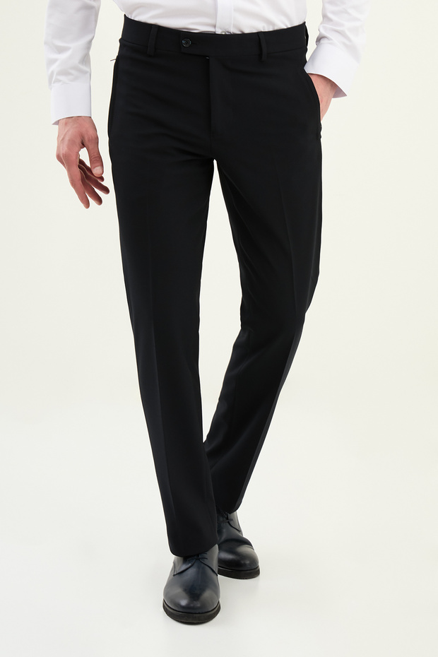 Straight Super Slim Fit Zippered Pocket Men's Trousers Dark Navy - 38344.26Y