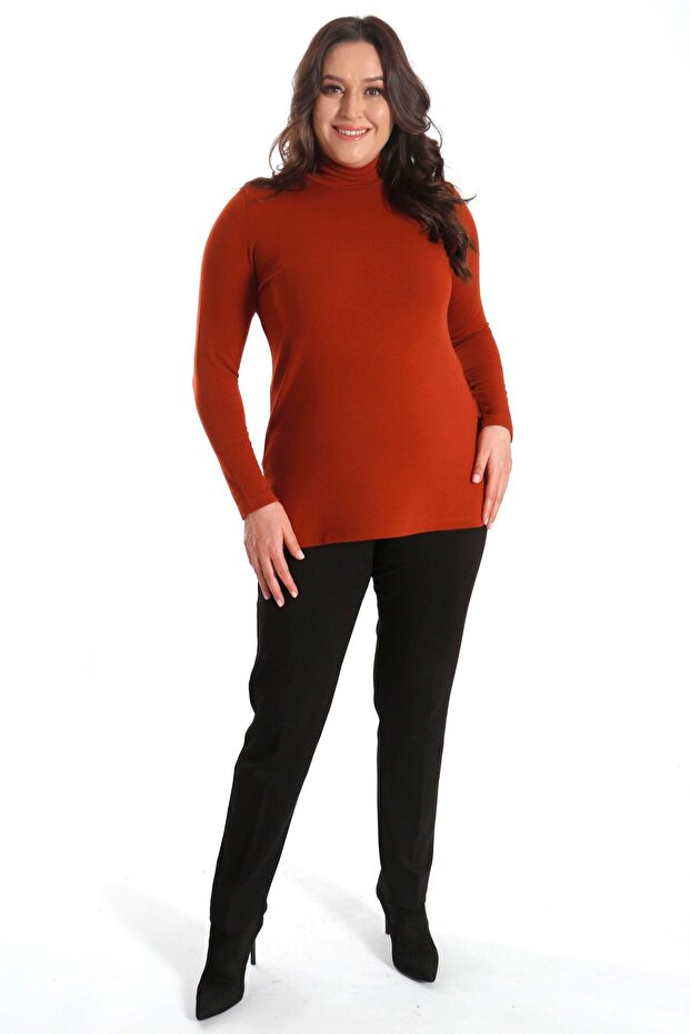 Basıc Yarım Balıkçı Kiremit Bluz - 8