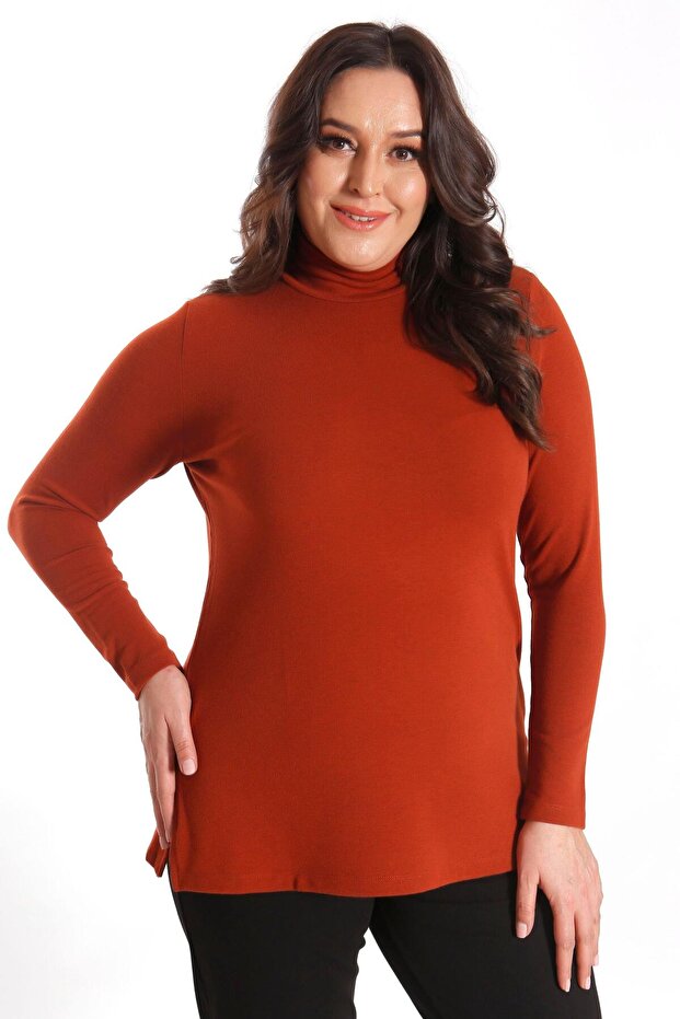 Basıc Yarım Balıkçı Kiremit Bluz - 6