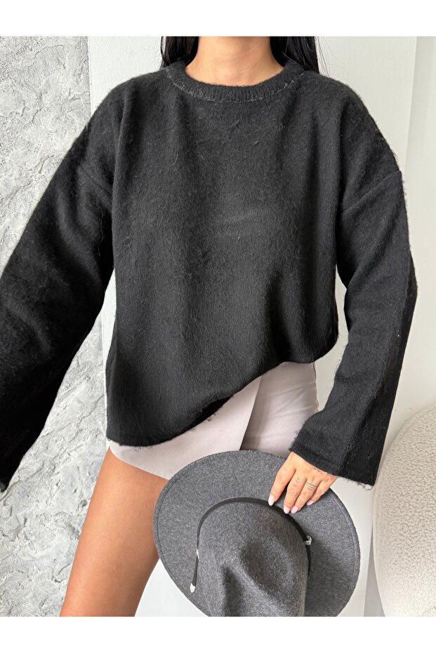 Geniş Kol Basic Triko Kazak - 8