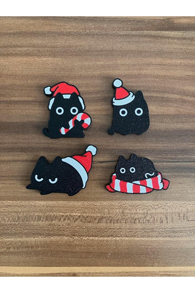 4-Pack Black Cat New Year Magnet